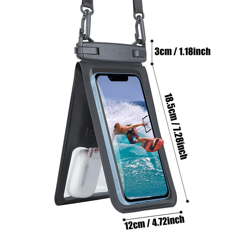 Double Space Waterproof Mobile Phone Bag With Adjustable Shoulder Strap, Large Capacity Clear Phone Storage Bag, Sealed Plastic Bag for Swimming Surfing Diving