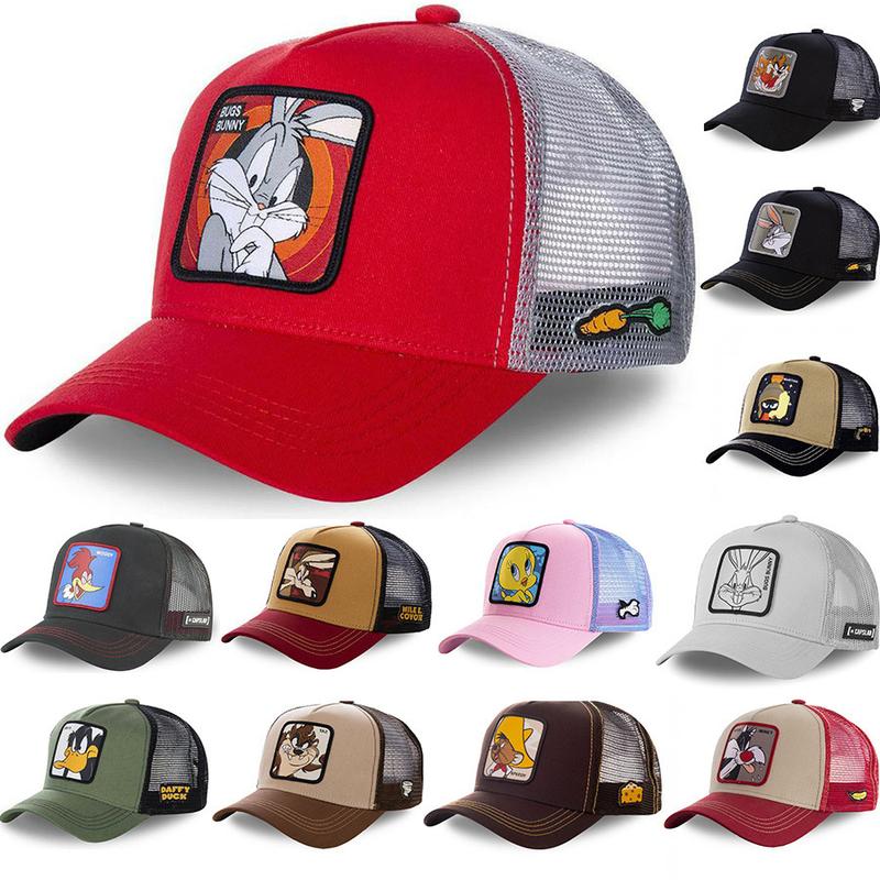 Bunny Cartoon EmbroideredBaseball Cap for Unisex withAdjustable Snapback and MeshSunscreen Trucker Hat