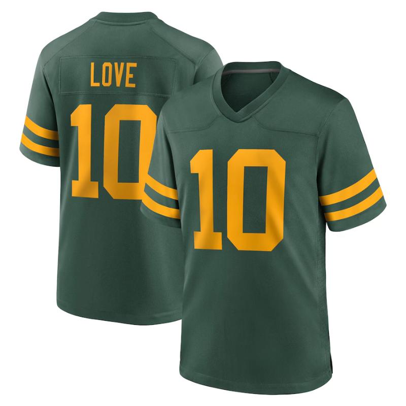 Men's Football Packers Love #10 Jersey, Number #10 Jersey, #10 Love Jersey Football Packers Jersey