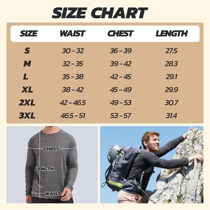 7 Pack Long Sleeve Shirts for Men - Dry Fit Moisture Wicking Sun Protection UV UPF T-Shirts for Fishing Workout Gym