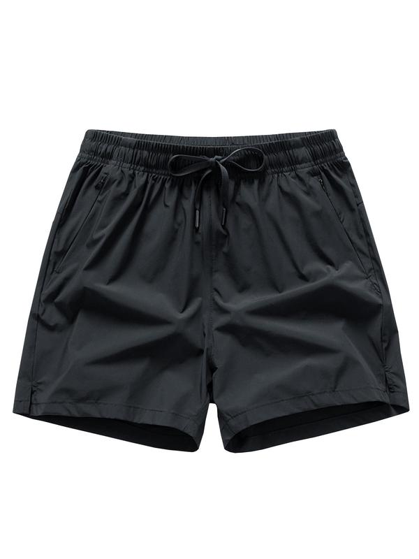 Men's Letter Print Drawstring Waist Sports Shorts, Loose Sporty Quick Drying Breathable Zipper Pocket Shorts, Gym Shorts, Basketball Shorts, Summer Sports Bottoms for Men, Gym Clothing Sweatpants