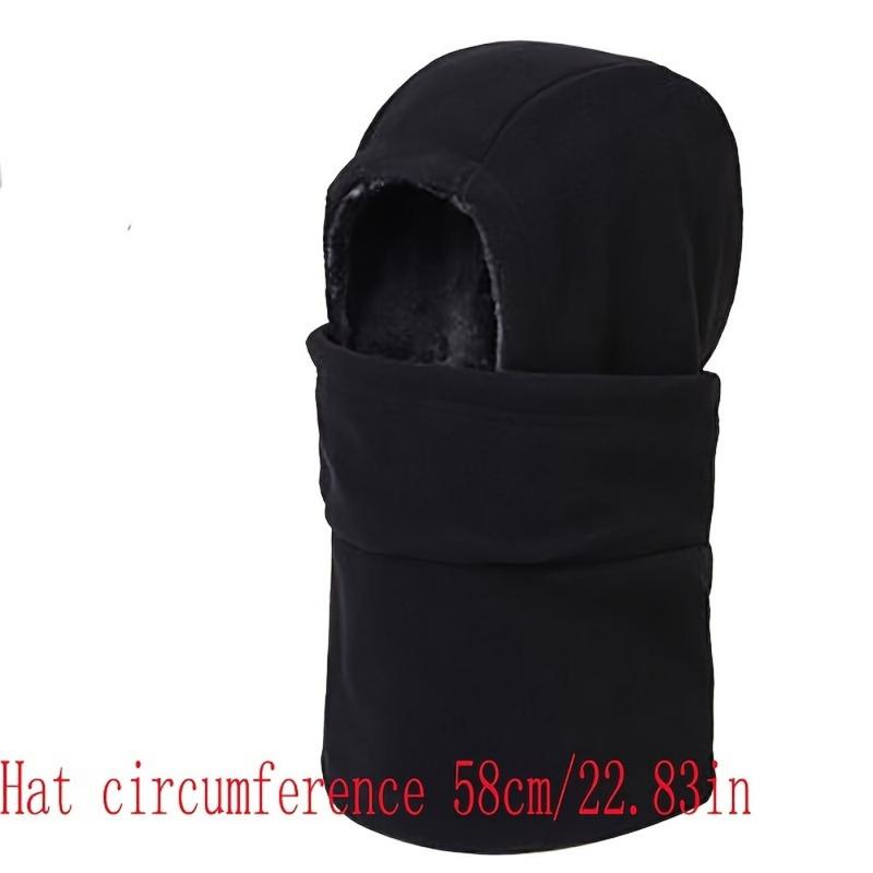 2Pcs  set Thick Fleece Hood Balaclava Winter Windproof Mask Neck Cover Hats For Men And Women, Cold Weather Motorcycle Mask Hood Outdoor Sports Windproof Hat