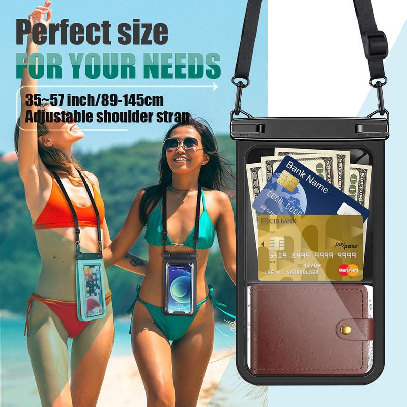 Double Space Waterproof Mobile Phone Bag With Adjustable Shoulder Strap, Large Capacity Clear Phone Storage Bag, Sealed Plastic Bag for Swimming Surfing Diving