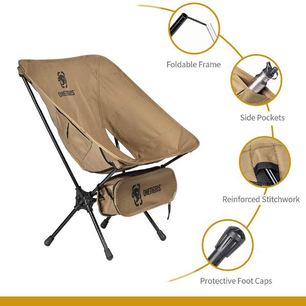 Camping Chair Backpacking , 330 lbs Capacity, Heavy Duty Compact Portable Folding Chair for Camping Hiking Gardening Travel Beach Picnic Lightweight