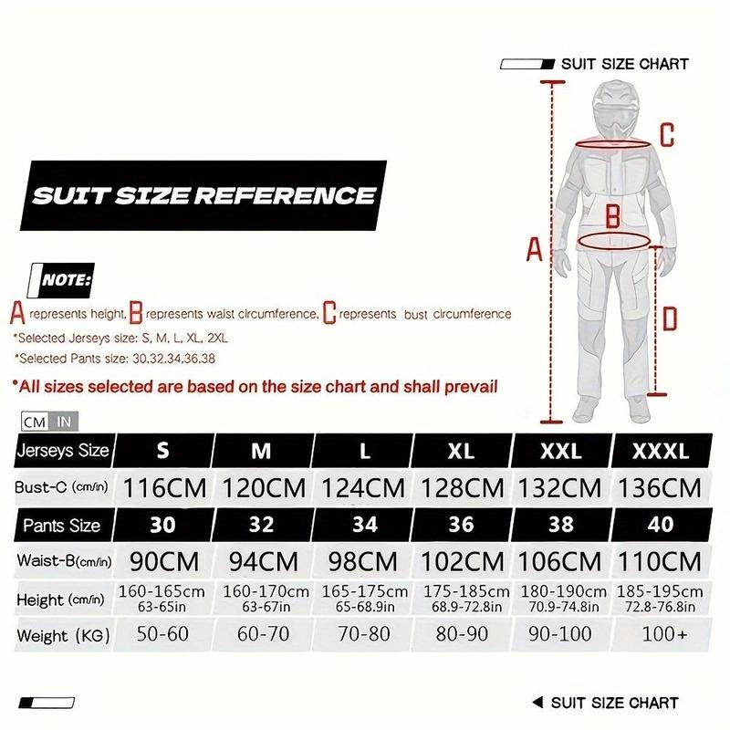 Motorcycle Riding Suit, 2 Counts set Off-road Racing Motorcycle Riding Suit, Mountain Bike Speed Reduction Comfortable and Breathable Motorcycle ATV Set Combination