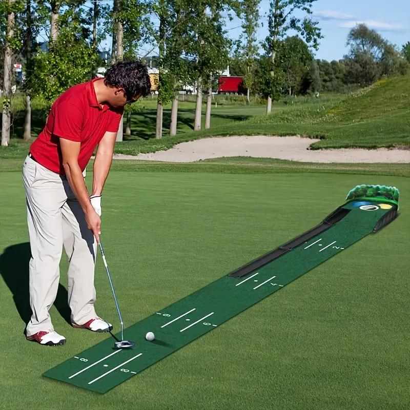 Automatic Putting Green, Indoor Golf Putting Mat, Practice Putting Mat with Lenticular 3D Backplate, Alignment Guides and Ball Return