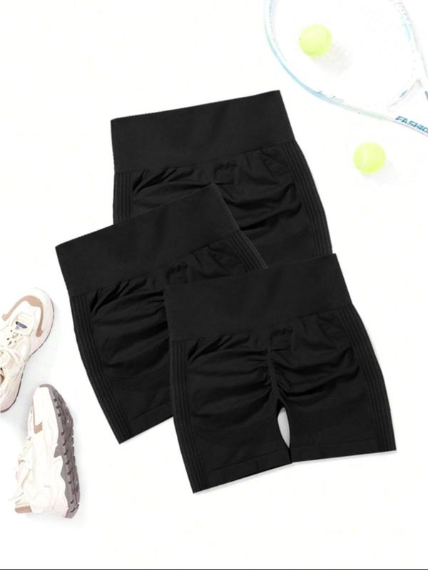 Women's Solid High Waist Sports Shorts, Sporty Breathable Comfortable High Stretch Yoga Shorts, Ladies Sportswear for Gym