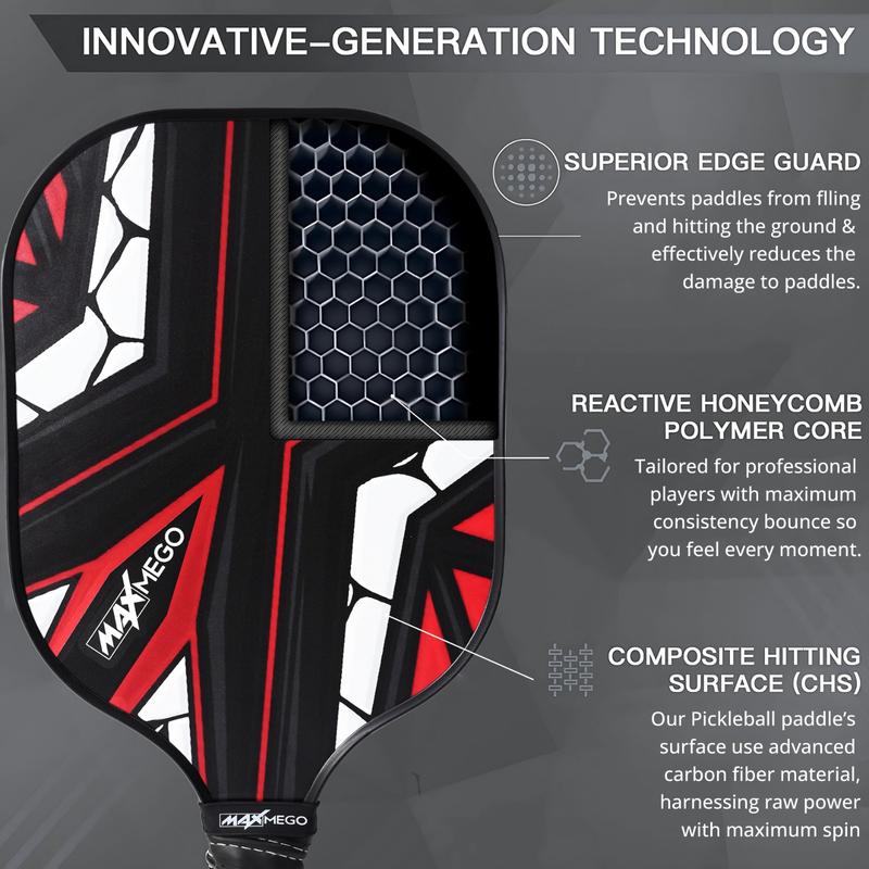 Pickleball Paddles Carbon Fiber set USAPA Approved - Durable, Lightweight Paddles for Men & Women