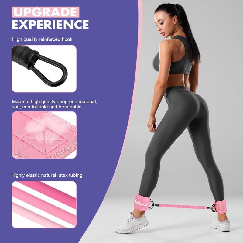 6-Pack Set Ankle Resistance Bands with Cuffs, Glutes Workout Ankle Weights for Women Working Out, Exercise Bands Set with Ankle Straps for Leg Butt Exercise Equipment - Perfect for Home Workouts