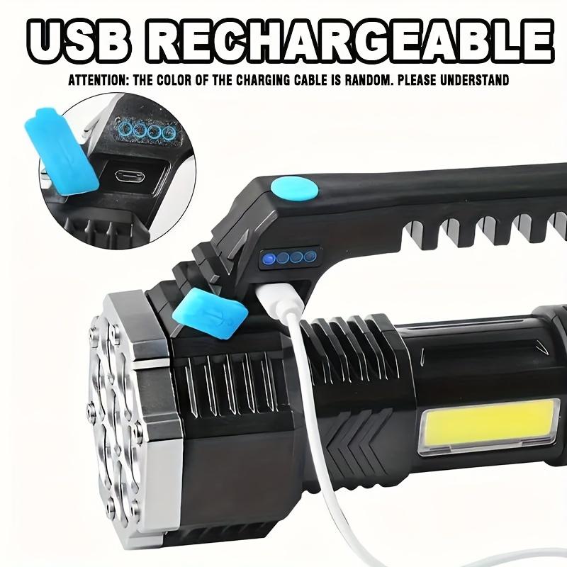 1pc high-power 7-led cob flashlight torch-rechargeable portable outdoor lantern with built-in battery and USB charging function