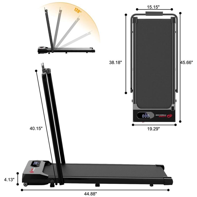 Under Desk Treadmill 0.6-3.8MPH Walking Mat Machine for Home Office with Folding Option