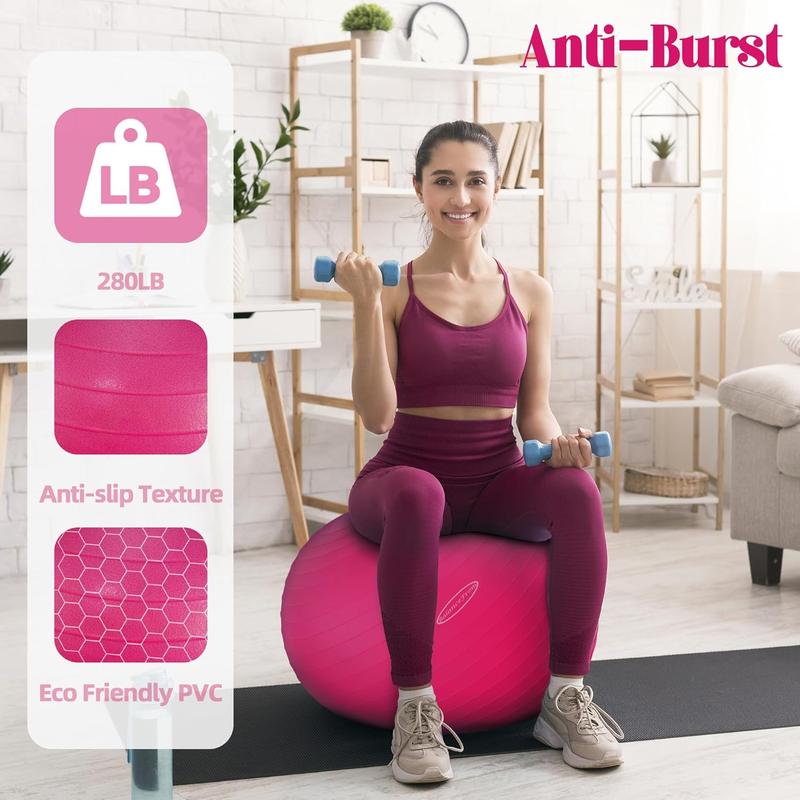 Anti-Burst and Slip Resistant Exercise Ball Yoga Ball Fitness Ball Birthing Ball with Quick Pump, 2,000-Pound Capacity, Multiple Colors and Sizes BalanceFrom