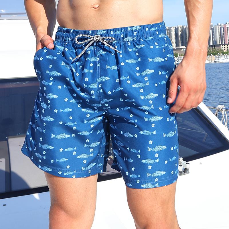 Mens Swimming Trunks Swim Shorts Summer Bathing Suit Swimwear Beachwear with Pockets Male Digital Print Drawstring Tie Elastic Waist Beach Shorts