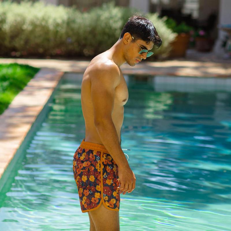 4.5 Inch Inseam Vintage Coreopsis Swim Trunks