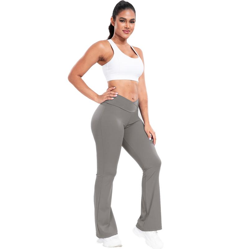 Flare Leggings for Women, High Waisted Bootcut Yoga Pants with Pockets, Tummy Control Pants, Women Solid Sport Clothes