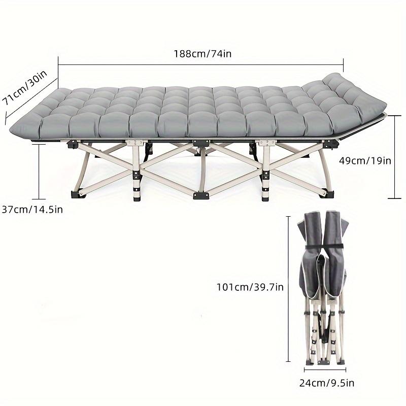 1 Pc, Futon Sofa Bed, Heavy-Duty Portable Folding Camping Cot Bed, Folding Bed With Padded Mattress, Capable Of Withstanding A Weight Of 400 PoundsPerfect For Outdoor, Camping, Beach And Office Naps.