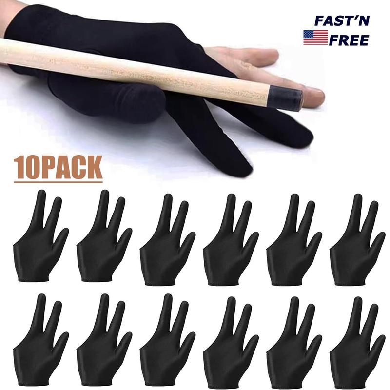 10× 3 Fingers Billiard Cue Pool Gloves Snooker Left Hand Nylon Accessories