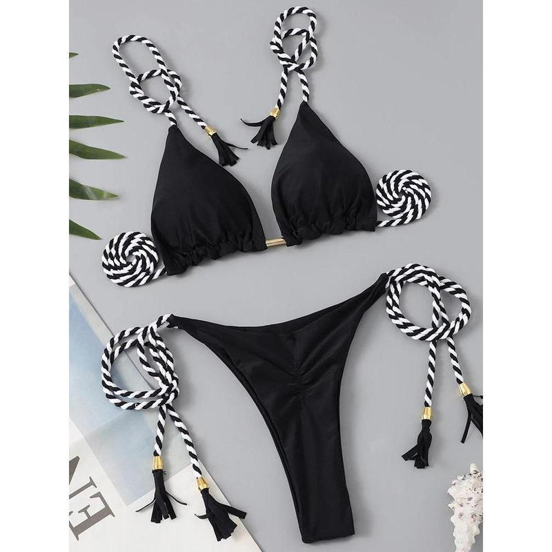 Swimsuit Women Bikinis Set Sexy Drawstring Bikini Beachwear Leopard Two-pieces Swimwear Bathing Suit Lace Up Bikini Set