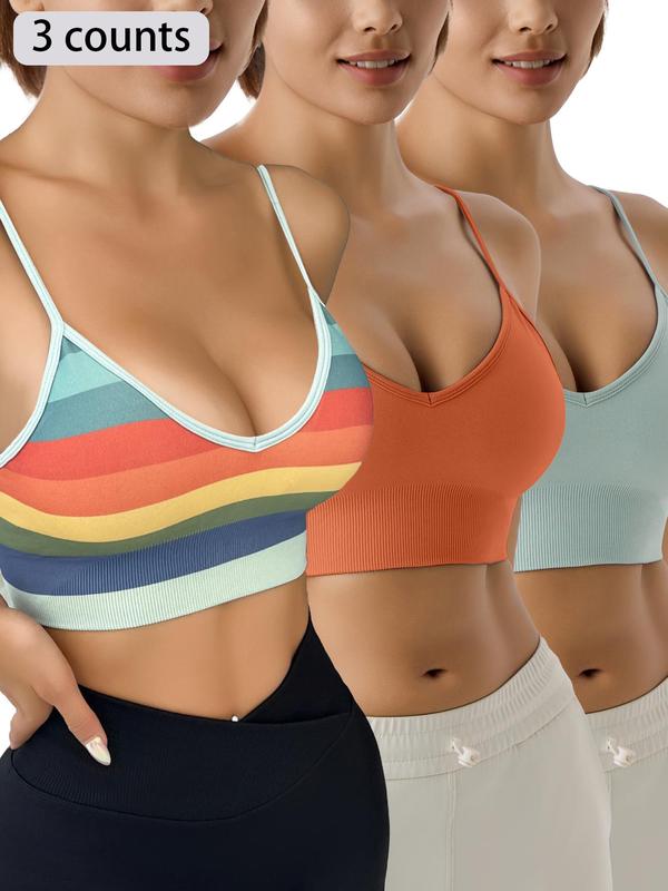 Women's Solid Backless Sports Bra, Breathable Comfortable Adjustable Strap Sports Bra for Gym Workout Exercise Yoga, Sports Bra for Women, Ladies Summer Sportswear Clothing