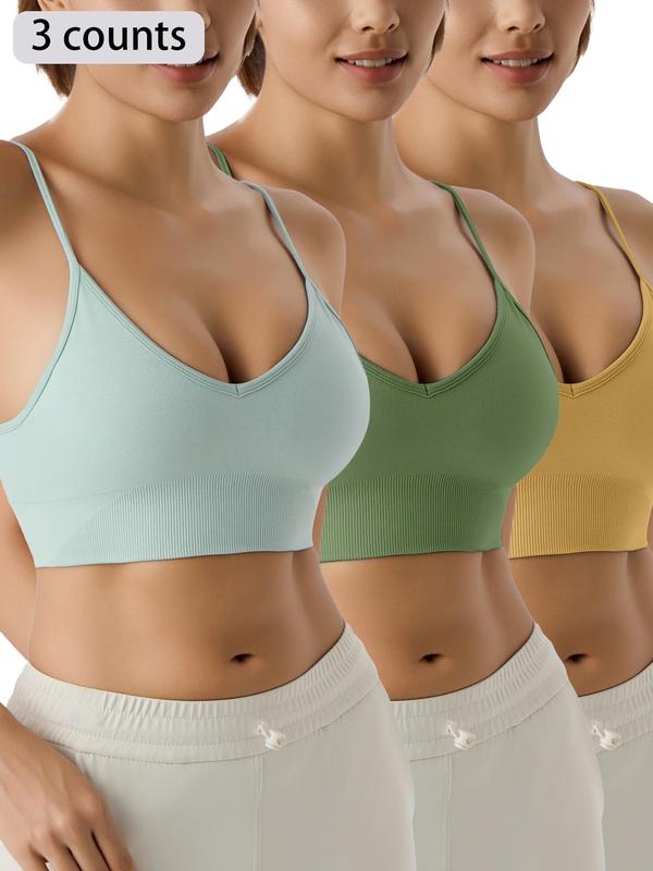 Women's Solid Backless Sports Bra, Breathable Comfortable Adjustable Strap Sports Bra for Gym Workout Exercise Yoga, Sports Bra for Women, Ladies Summer Sportswear Clothing