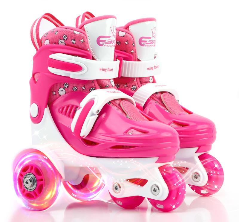 Adjustable Roller Skates for Kids Girls Ladies with Light Up Flash LED Wheels(Age 3-9),Three-Point Type Balance,Gift Box Packing for Toddlers,Children,Youth, Teenagers adjustable roller