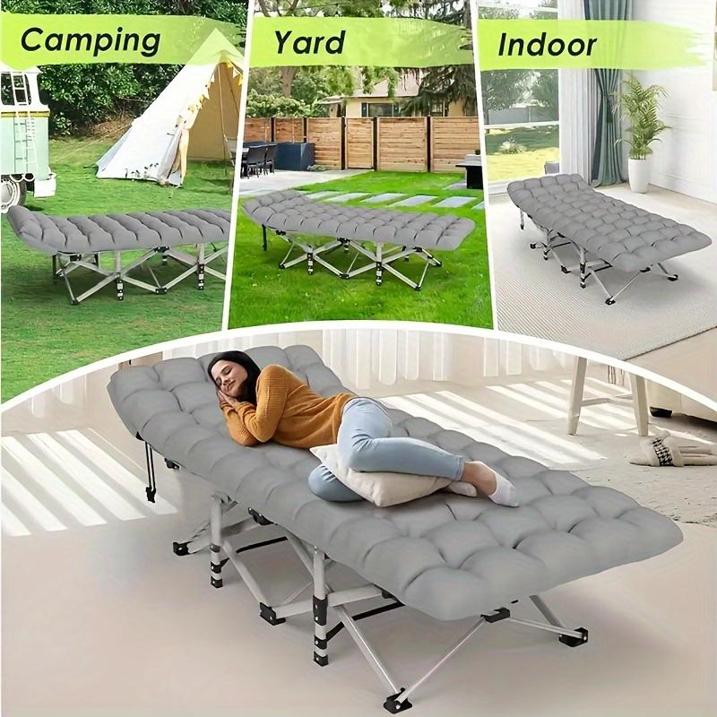 1 Pc, Futon Sofa Bed, Heavy-Duty Portable Folding Camping Cot Bed, Folding Bed With Padded Mattress, Capable Of Withstanding A Weight Of 400 PoundsPerfect For Outdoor, Camping, Beach And Office Naps.