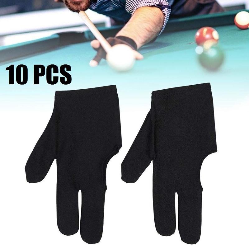 10× 3 Fingers Billiard Cue Pool Gloves Snooker Left Hand Nylon Accessories