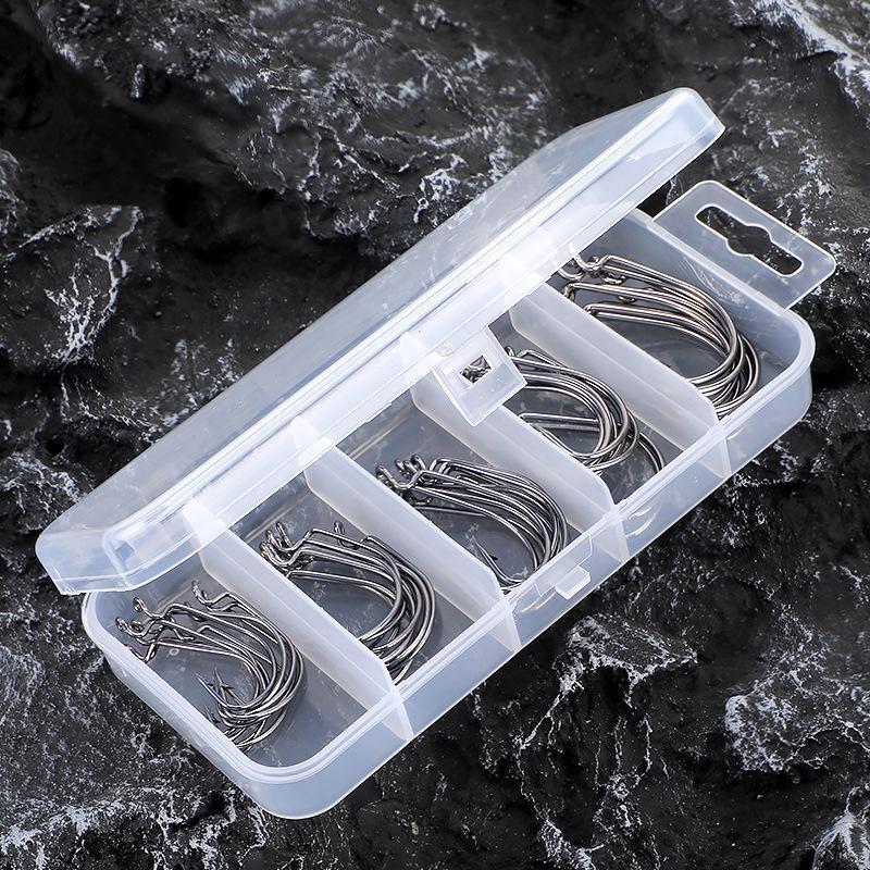 Fishing Hook Set, 50pcs box Carbon Steel Crank Hook Set, Fishing Hook for Outdoor Fishing, Summer Gift