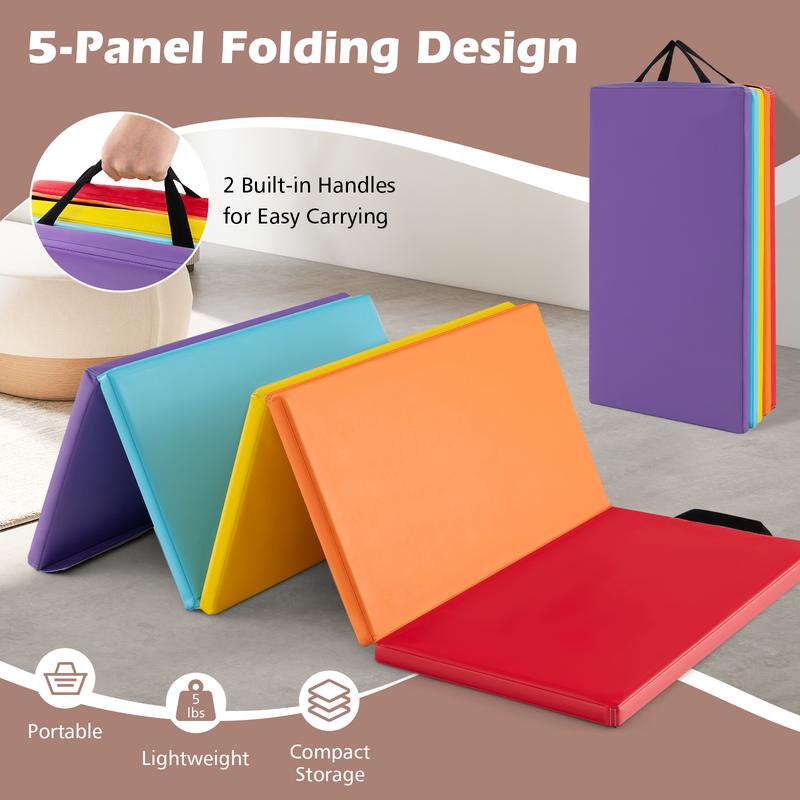 FestivalJoy-5-Panel Folding Gymnastics Mat for Kids