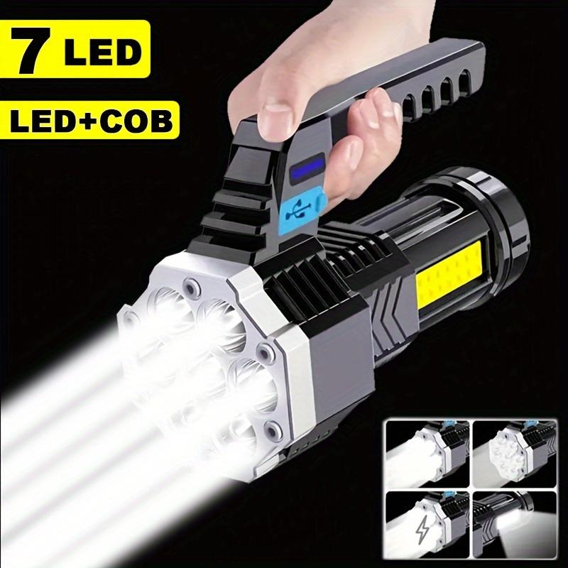 1pc high-power 7-led cob flashlight torch-rechargeable portable outdoor lantern with built-in battery and USB charging function