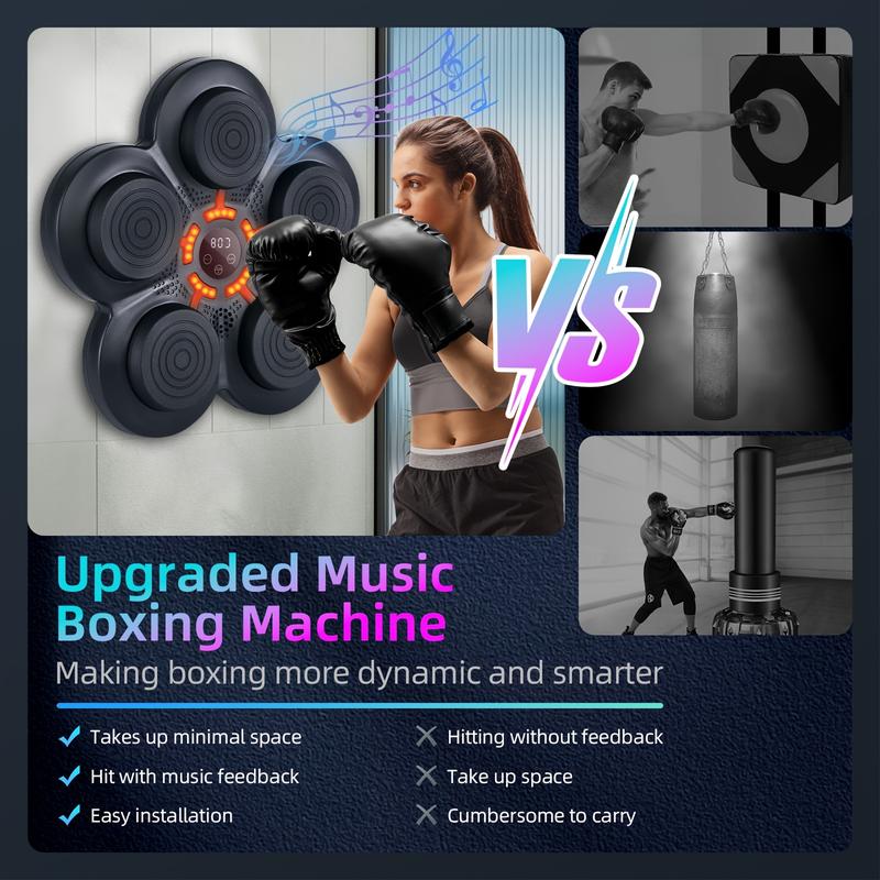 Music Boxing Glove with Boxing Machine, Fitness Equipment, Adult Wall-Mounted Boxing Machine, Family Fitness Music Boxing Machine Boxing Target Machine