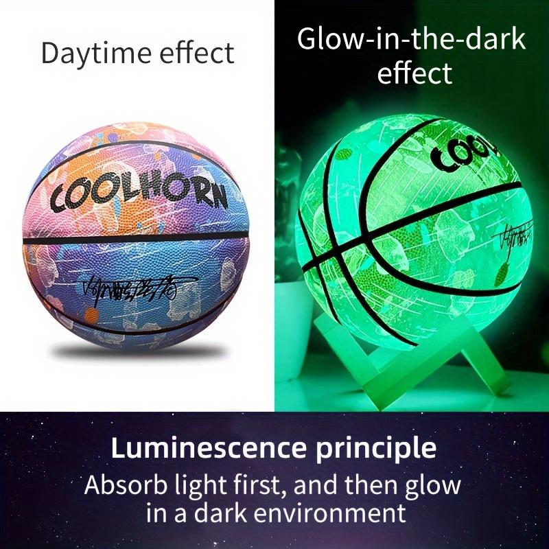 Size 7 Night-Play Glow-in-the-Dark Basketball - Durable PU Leather for Indoor Outdoor, Enhanced Grip&Control for Exciting Games