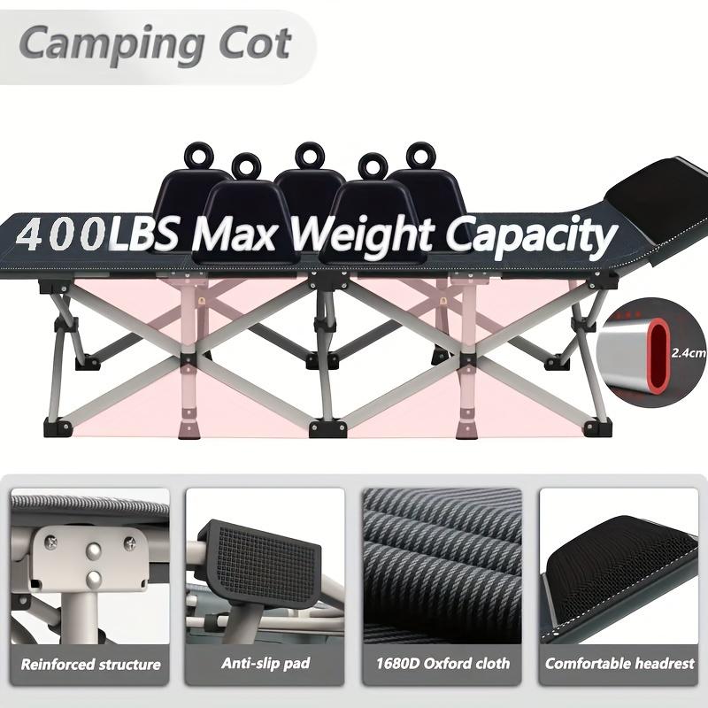 1 Pc, Futon Sofa Bed, Heavy-Duty Portable Folding Camping Cot Bed, Folding Bed With Padded Mattress, Capable Of Withstanding A Weight Of 400 PoundsPerfect For Outdoor, Camping, Beach And Office Naps.