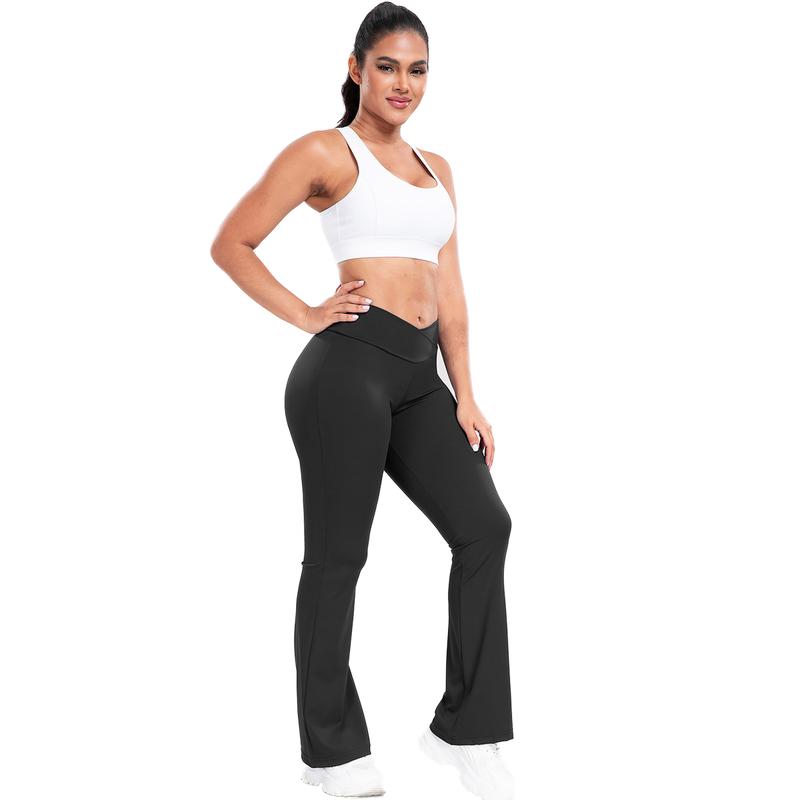 Flare Leggings for Women, High Waisted Bootcut Yoga Pants with Pockets, Tummy Control Pants, Women Solid Sport Clothes