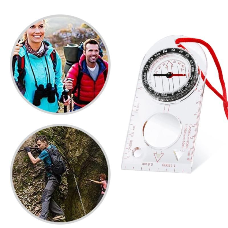 Multifunctional Waterproof Navigation Compass, Ruler with Adjustable Lanyard, Multifunctional Compass for Explorer Hiking & Navigation