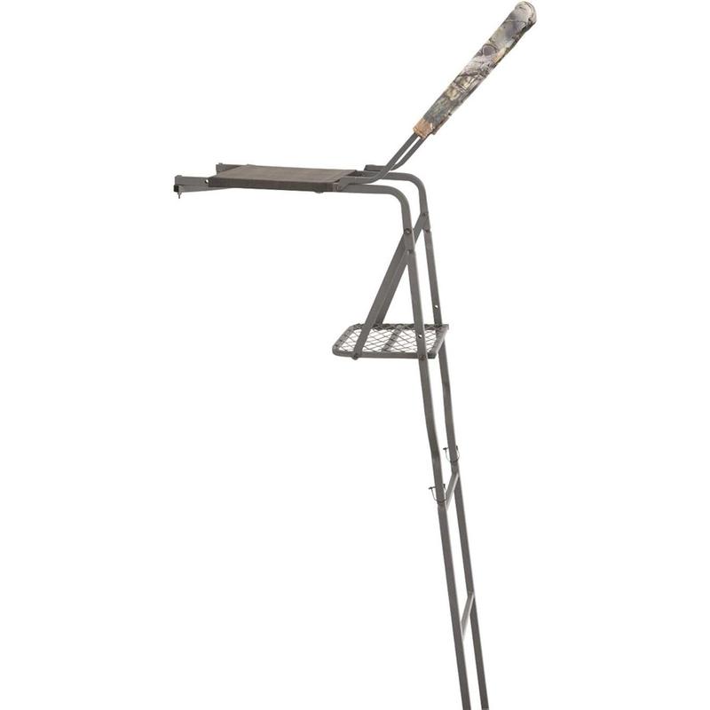 Hunting Ladder Tree Stand with Shooting Rail, Elevated Climbing Mesh Seat, Hunting Gear Equipment Accessories