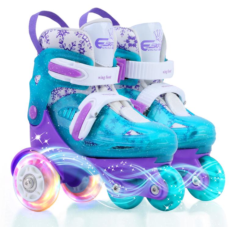 Adjustable Roller Skates for Kids Girls Ladies with Light Up Flash LED Wheels(Age 3-9),Three-Point Type Balance,Gift Box Packing for Toddlers,Children,Youth, Teenagers adjustable roller