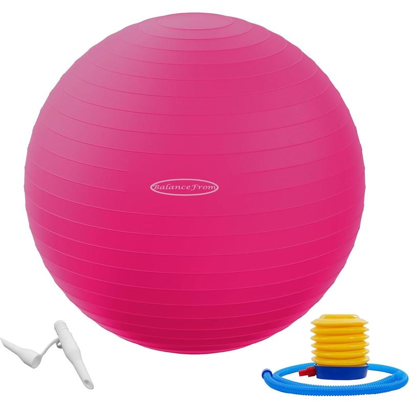 Anti-Burst and Slip Resistant Exercise Ball Yoga Ball Fitness Ball Birthing Ball with Quick Pump, 2,000-Pound Capacity, Multiple Colors and Sizes BalanceFrom