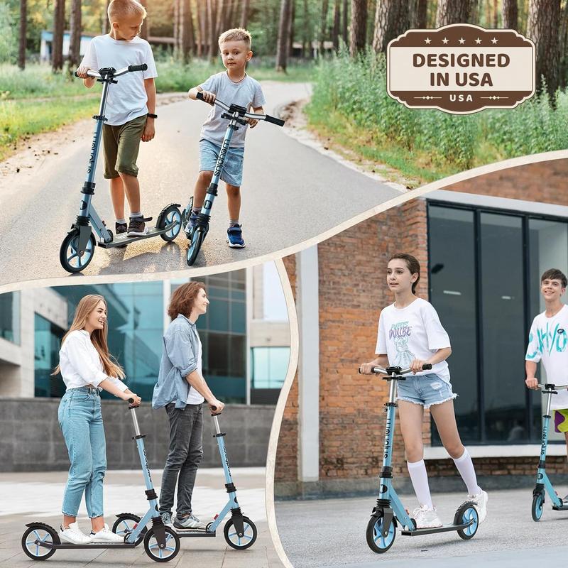 WAYPLUS Kick Scooter for Teens & Adults. Max Load 240 LBS. Foldable, Lightweight, 8IN Big Wheels For Teen and Adults, 4 Adjustable Levels. Bearing ABEC9