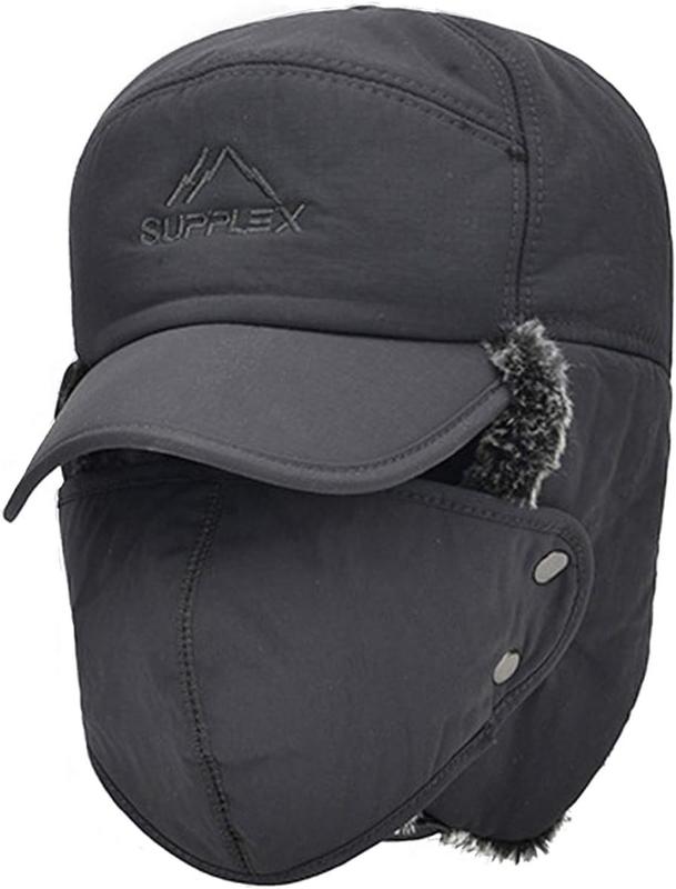 Faux Fur Cap Hat Visor Windproof Ski Balaclava Cover Men Women