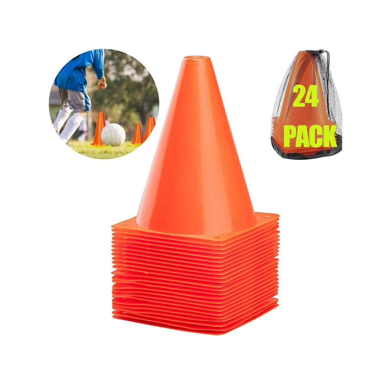 7 Inch Soccer Cones, 24 Pack Cones Sports Training Agility Field Marker Plastic Cones For Skating Basketball Football Practice Drills, Indoor Outdoor Activity Events Games Obstacle Course