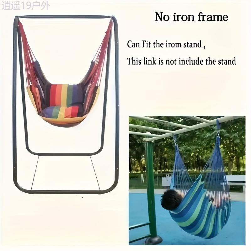 Portable Outdoor Camping Hammock Swing Chair with 2 Pillows, Sturdy Cotton Fabric Hanging Chair for Home, Bedroom, Yard, Garden - Comfortable and Durable Porch Swing (Material: Fabric)