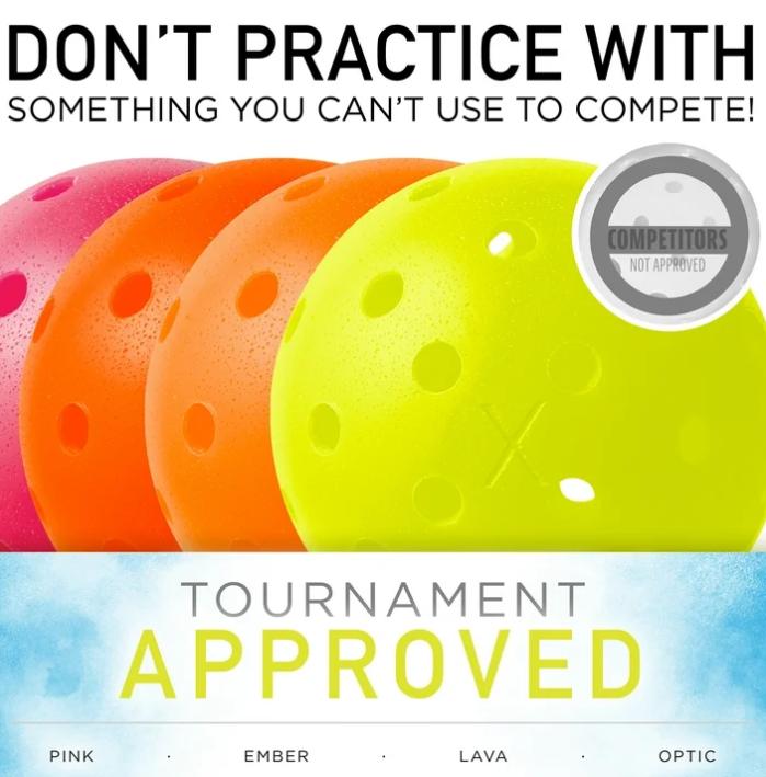 Franklin Sports X-40 Outdoor Pickleballs - USAPA - Regulation Size - Optic Yellow - 6 Pack - 0.92oz