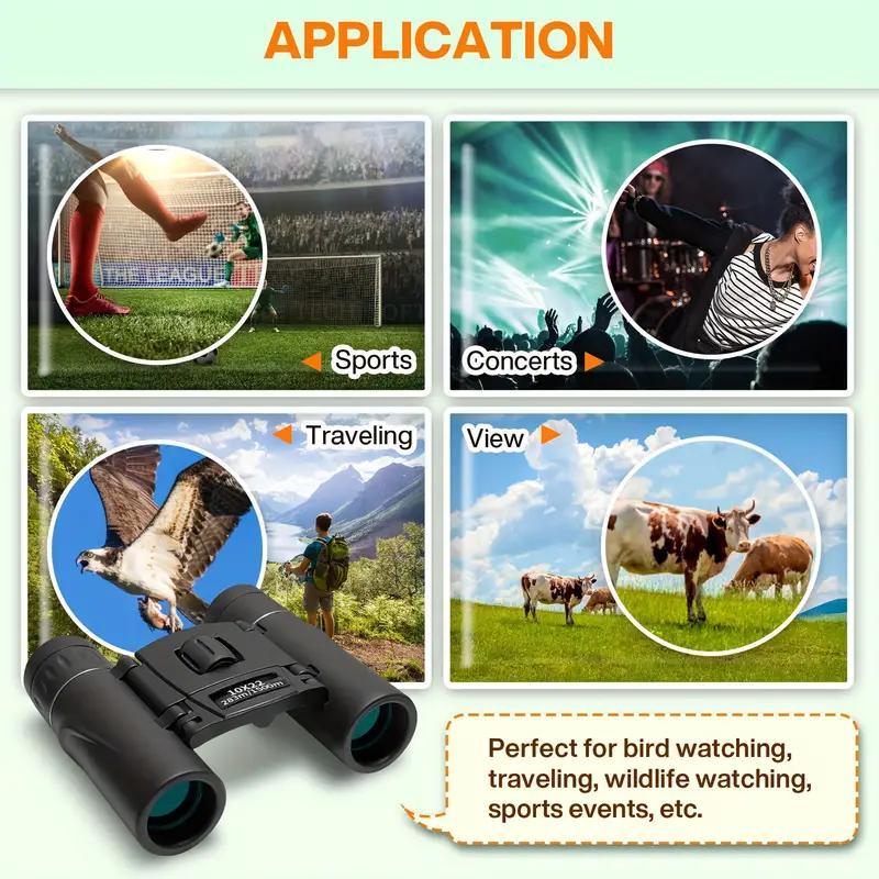 High Definition Professional Binoculars, Foldable Binoculars with BAK4 Prism & FMC Lens, Wide Angle Viewing Binoculars for Bird Watching, Travel, Sports Event, Concert