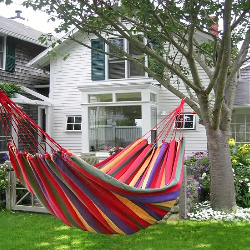 Garden Cotton Hammock Comfortable Fabric Hammock with Tree Straps for Hanging Sturdy Hammock Up to 660lbs Portable Hammock with Travel Bag for Camping Outdoor Indoor Patio Backyard