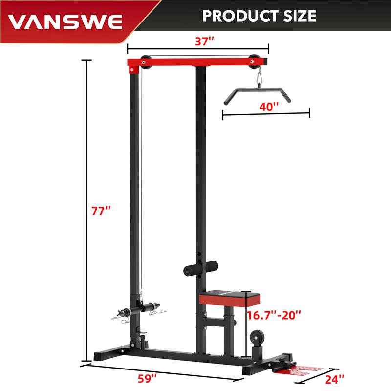 LAT Pulldown Machine Low Row Cable Pull Down Machine with Removable Steel Flip-up Foot Plate