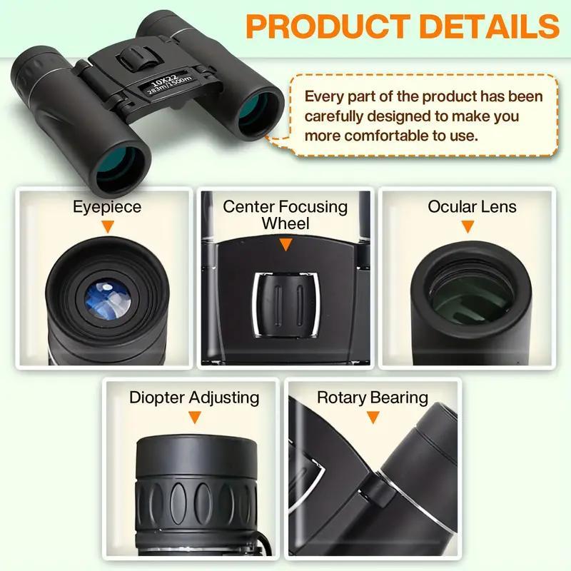 High Definition Professional Binoculars, Foldable Binoculars with BAK4 Prism & FMC Lens, Wide Angle Viewing Binoculars for Bird Watching, Travel, Sports Event, Concert