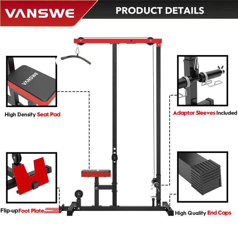 LAT Pulldown Machine Low Row Cable Pull Down Machine with Removable Steel Flip-up Foot Plate