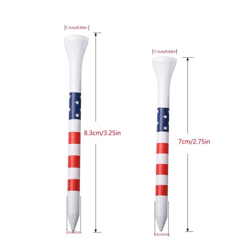 American Flag Style Pattern Golf Tee, Summer Gifts, 50pcs set Portable Simple Durable Golf Tee, Ball Sports Equipment for Indoor Outdoor Use, Golf Accessories, Christmas Gift