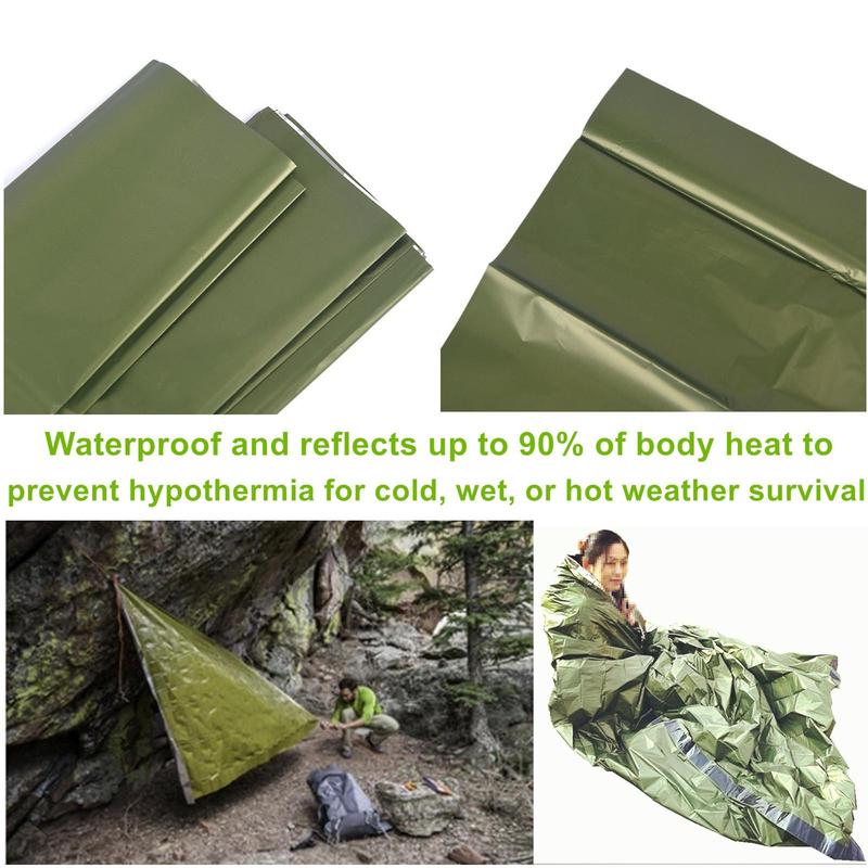 Outdoor Camping Tent Set, 4counts set Including Tent, Sleeping Bag, Raincoat & Blanket, Emergency Camping & Hiking Equipment